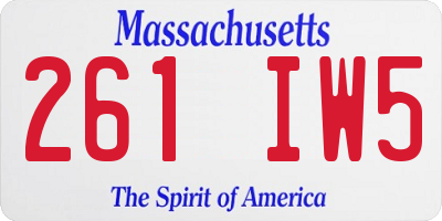MA license plate 261IW5
