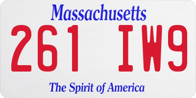 MA license plate 261IW9