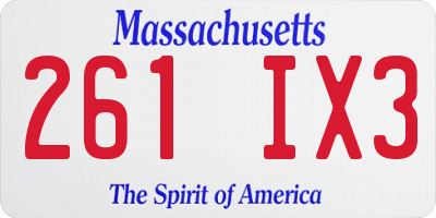 MA license plate 261IX3