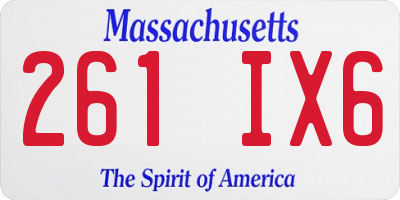 MA license plate 261IX6