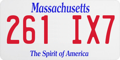 MA license plate 261IX7