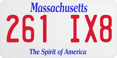 MA license plate 261IX8
