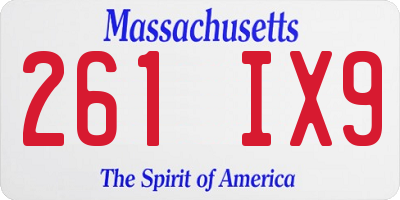 MA license plate 261IX9