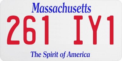 MA license plate 261IY1
