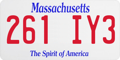 MA license plate 261IY3