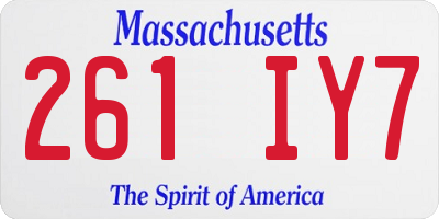 MA license plate 261IY7