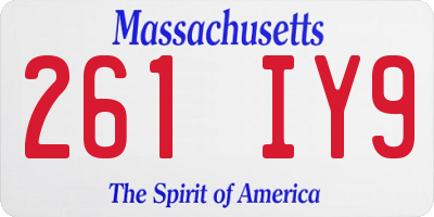 MA license plate 261IY9
