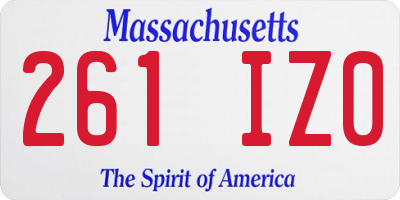 MA license plate 261IZ0