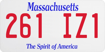 MA license plate 261IZ1