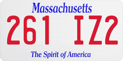 MA license plate 261IZ2
