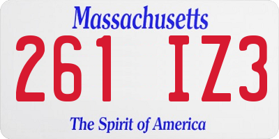 MA license plate 261IZ3