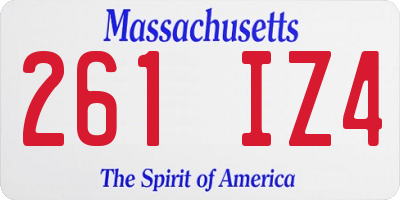 MA license plate 261IZ4