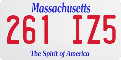 MA license plate 261IZ5