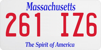 MA license plate 261IZ6