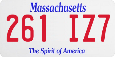 MA license plate 261IZ7