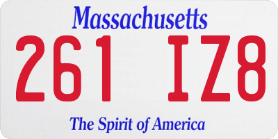 MA license plate 261IZ8