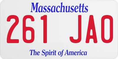 MA license plate 261JA0
