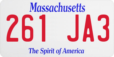 MA license plate 261JA3