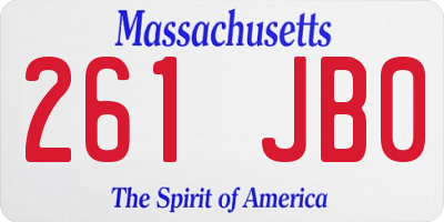 MA license plate 261JB0
