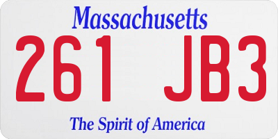 MA license plate 261JB3