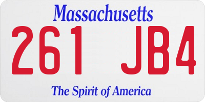 MA license plate 261JB4
