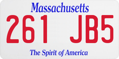 MA license plate 261JB5