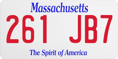 MA license plate 261JB7