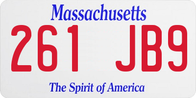MA license plate 261JB9