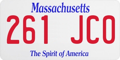 MA license plate 261JC0