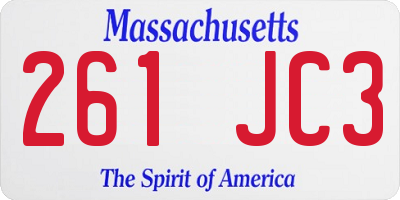 MA license plate 261JC3