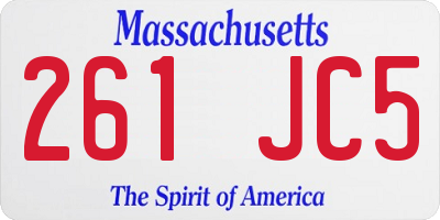 MA license plate 261JC5