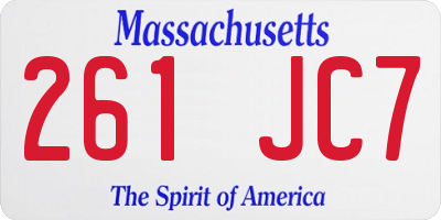 MA license plate 261JC7