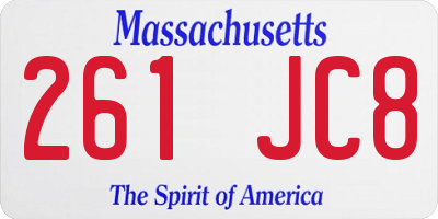 MA license plate 261JC8