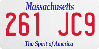MA license plate 261JC9
