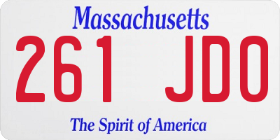 MA license plate 261JD0