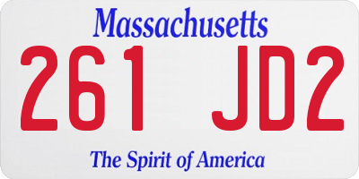 MA license plate 261JD2