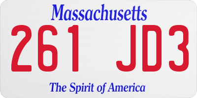MA license plate 261JD3