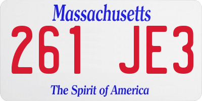 MA license plate 261JE3