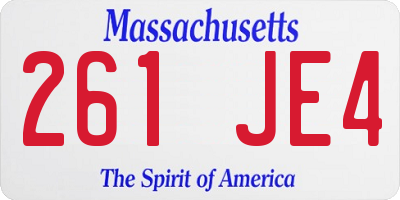 MA license plate 261JE4