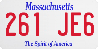 MA license plate 261JE6