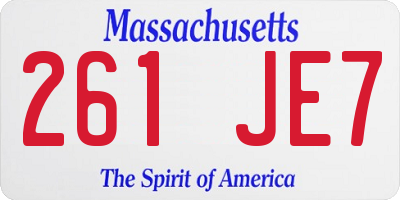 MA license plate 261JE7