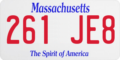 MA license plate 261JE8