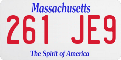 MA license plate 261JE9