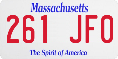 MA license plate 261JF0