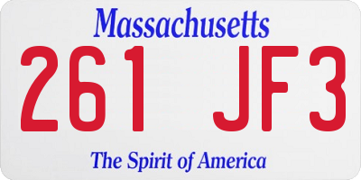 MA license plate 261JF3