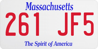 MA license plate 261JF5