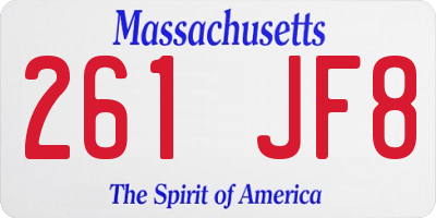 MA license plate 261JF8