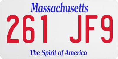 MA license plate 261JF9
