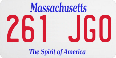 MA license plate 261JG0