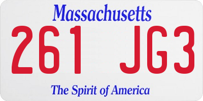 MA license plate 261JG3
